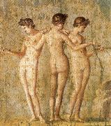 unknow artist Three Graces,from Pompeii oil on canvas